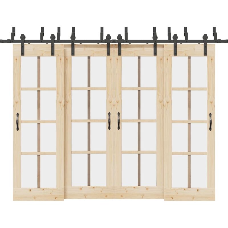 Vidaxl - Sliding Door Hardware Kit 305 cm Steel Black