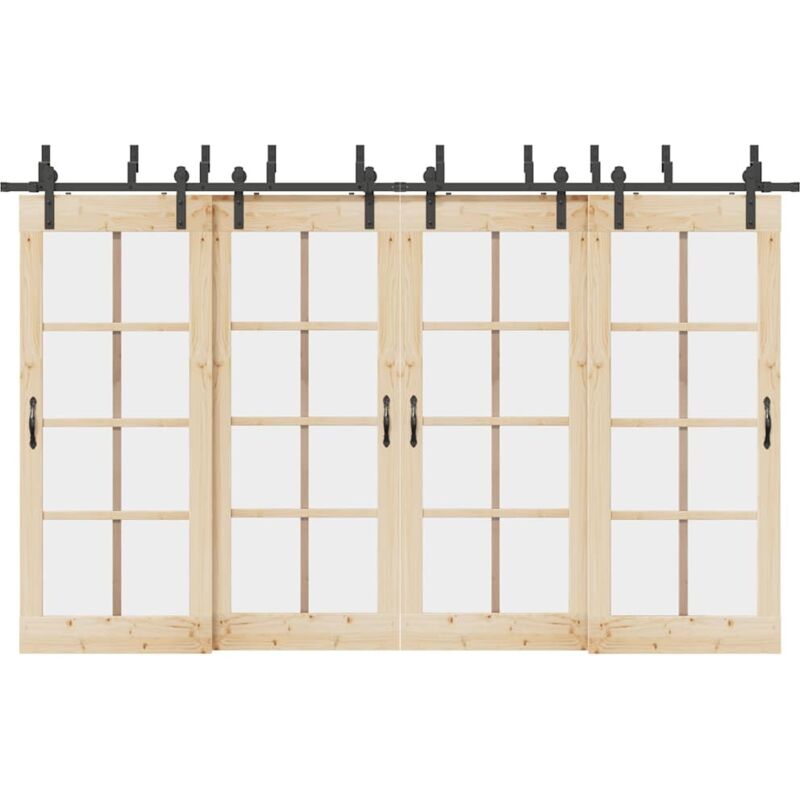 Sliding Door Hardware Kit 366 cm Steel Black vidaXL