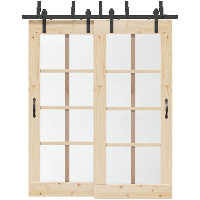 Sliding Door Hardware Kit 183 cm Steel Black vidaXL