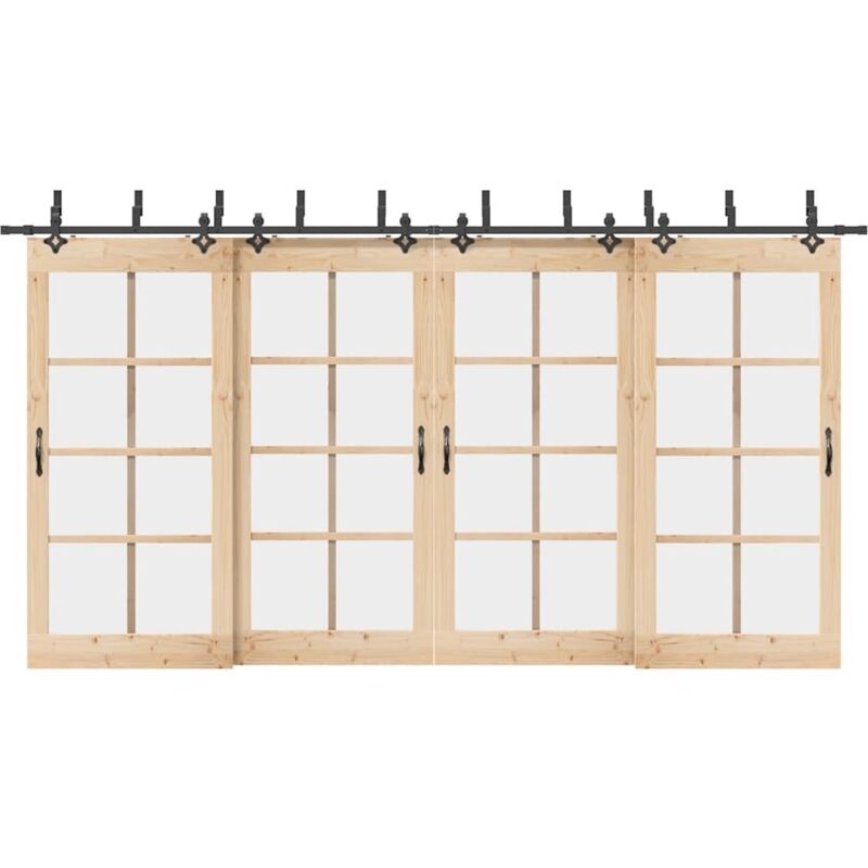 Sliding Door Hardware Kit 427 cm Steel Black vidaXL