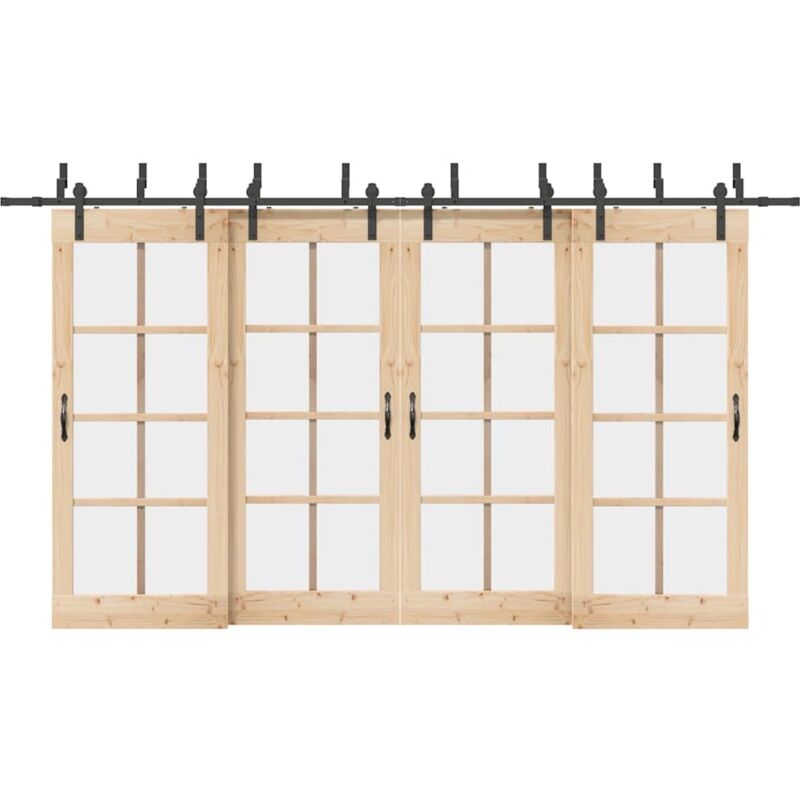 Sliding Door Hardware Kit 400 cm Steel Black vidaXL