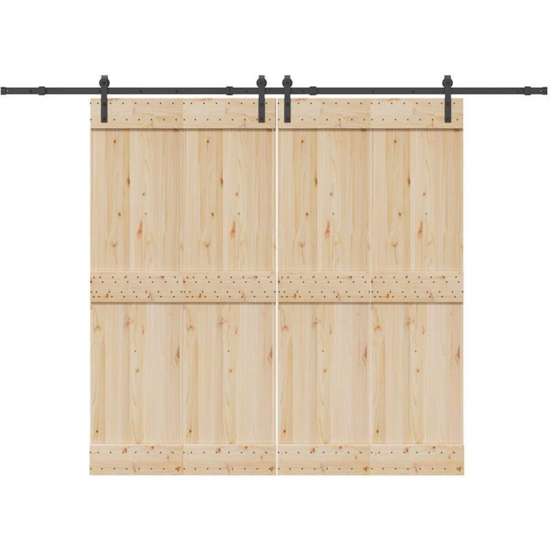 Sliding Door Hardware Kit 305 cm Steel Black vidaXL
