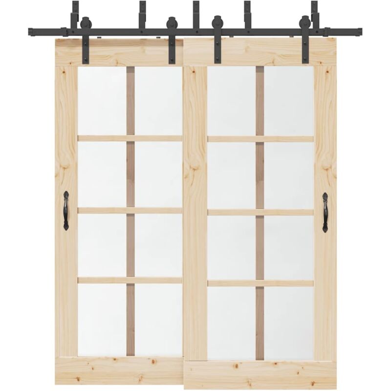 Sliding Door Hardware Kit 200 cm Steel Black vidaXL
