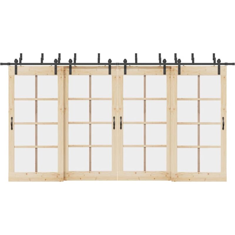 Sliding Door Hardware Kit 427 cm Steel Black vidaXL