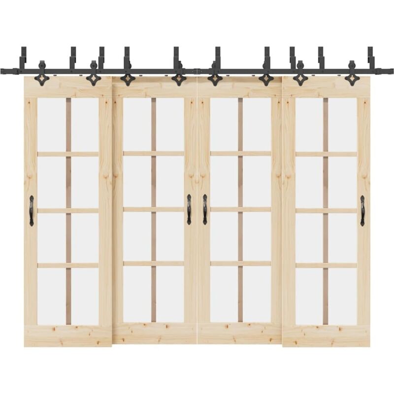 Vidaxl - Sliding Door Hardware Kit 305 cm Steel Black