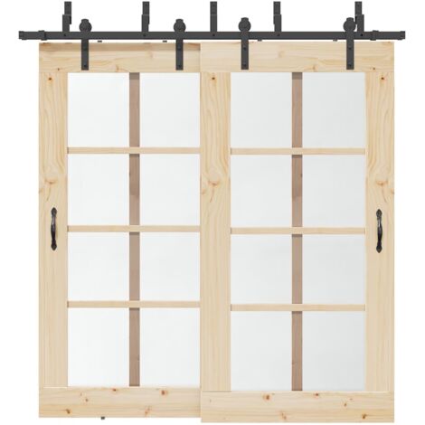 Sliding Door Hardware Kit 213,5 cm Steel Black vidaXL