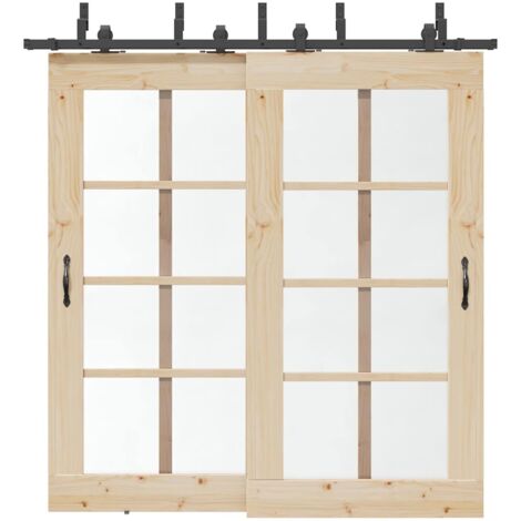 Sliding Door Hardware Kit 213,5 cm Steel Black vidaXL