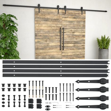 BARNSMITH 6.6FT/200cm Sliding Door Track Kit, Heavy Duty Black