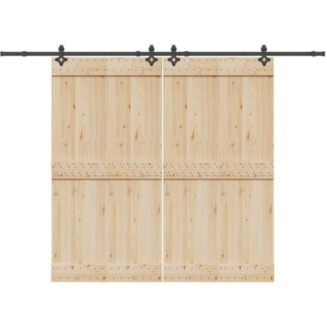 Sliding Door Hardware Kit 305 cm Steel Black vidaXL