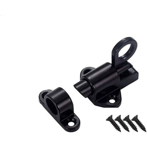 Sliding Door Latch, 1 Black Aluminum Alloy Lock Latch, Small Thick Spring Security Latch for Bathroom Door