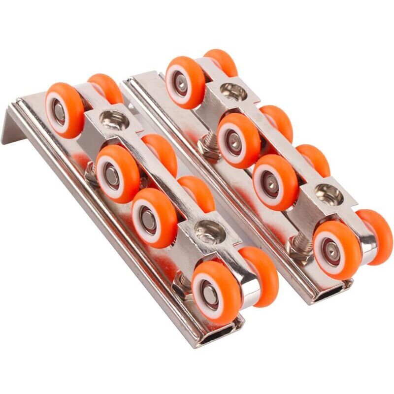 Sliding Door Roller for Wardrobe, Zinc Alloy Door Rollers, Sliding Door Rollers with Rail, Suitable for Sliding and Wooden Doors, 2 Pieces
