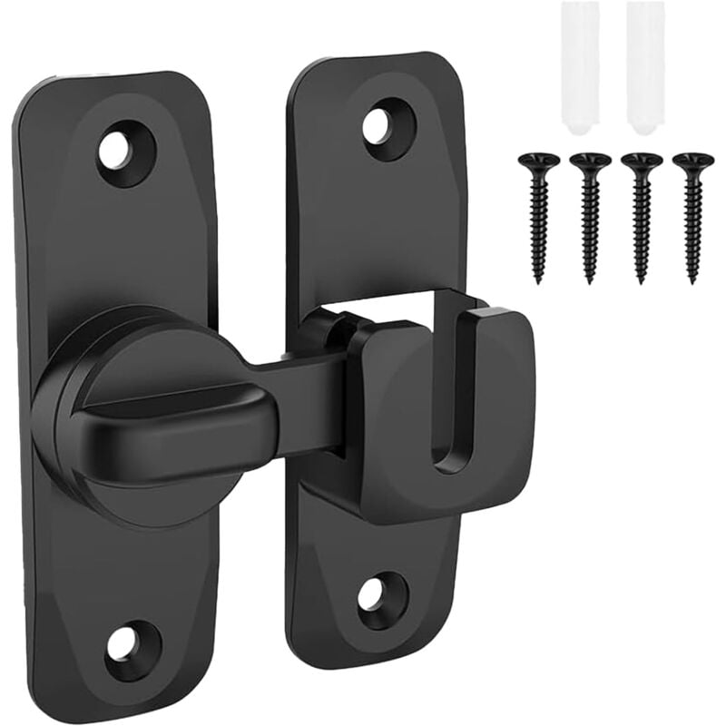 Sliding Interior Door Lock, 90° Swing Door Hook Latch, Buckle Lock Hasp Anti-Theft Door Locks (90/180 Degrees)