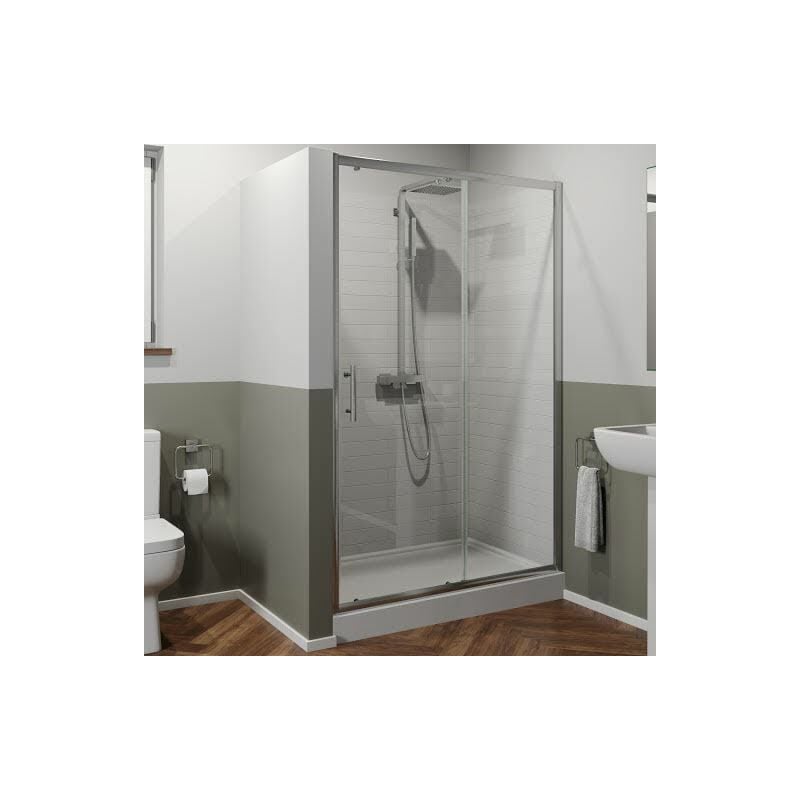 Sliding Shower Door 1100x800mm Easy Plumb Tray 6mm Safety Glass Bathroom Modern