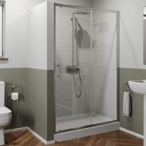 Sliding Shower Door 1400x900mm Easy Plumb Tray 6mm Safety Glass Bathroom Modern