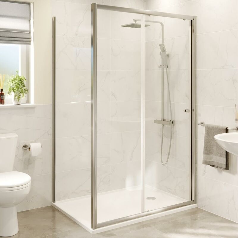 Sliding Shower Enclosure 1200x800mm Door Side Panel Tray 4mm Safety Glass Modern