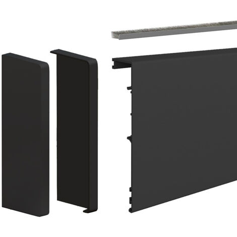 Slid'Up By Mantion – Bandeau de finition aluminium anodisé noir 1,95 m – Pour système SLID'UP 190 – Joint-brosse intégré – Épaisseur max 25 mm