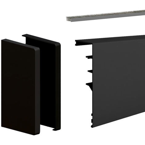 Slid'Up By Mantion – Bandeau de finition aluminium anodisé noir – Pour SLID'UP 160/170 – Longueur 1,95 m – Joint-brosse inclus – Épaisseur max porte 45 mm