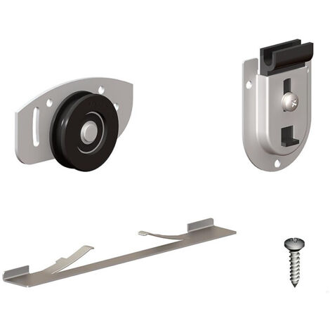 Slid'Up By Mantion – Kit garniture porte coulissante SLID'UP 130 pour porte jusqu'à 70 kg – 2 montures inférieures, 2 guides supérieurs, butée – Garantie 5 ans
