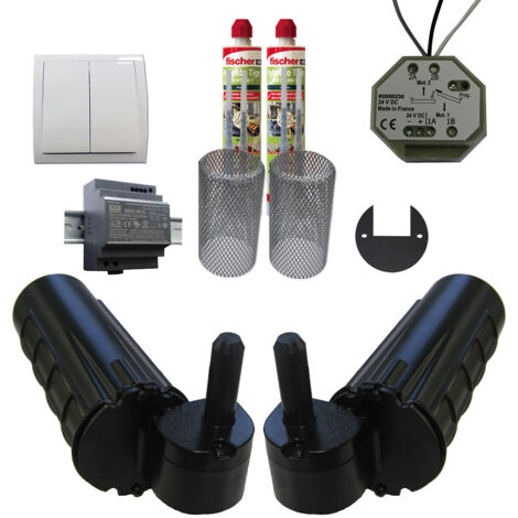 Slid'Up By Mantion – Kit motorisation pour volets battants – 2 moteurs Ø 14 mm – Charge max 50 kg – Alimentation à découpage – Commande filaire
