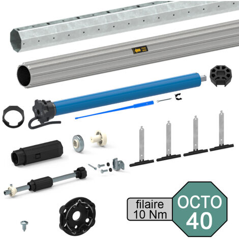 Slid'Up By Mantion – Kit motorisation volet roulant 20 kg – Tube octogonal Ø 40 mm – Moteur filaire 10 Nm – Réglage manuel des fins de course