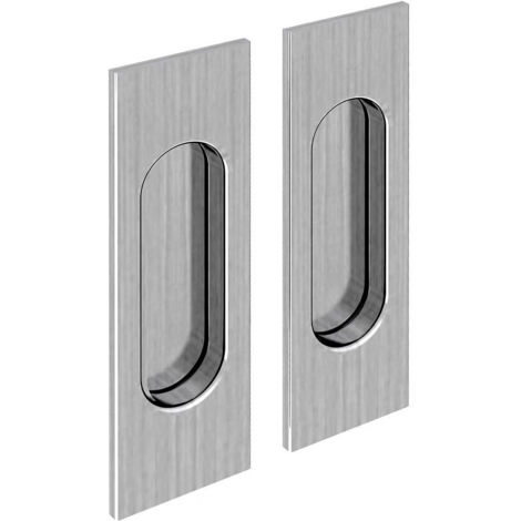 Slid'Up By Mantion – Lot de 2 poignées à encastrer rectangulaires 124 x 38 mm – Acier finition satiné – Pour portes coulissantes épaisseur 25 mm minimum