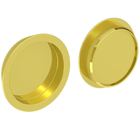 Slid'Up By Mantion – Lot de 2 poignées à encastrer rondes Ø 57 mm – Acier finition doré – Encastrement Ø 48 mm pour portes coulissantes 25 mm