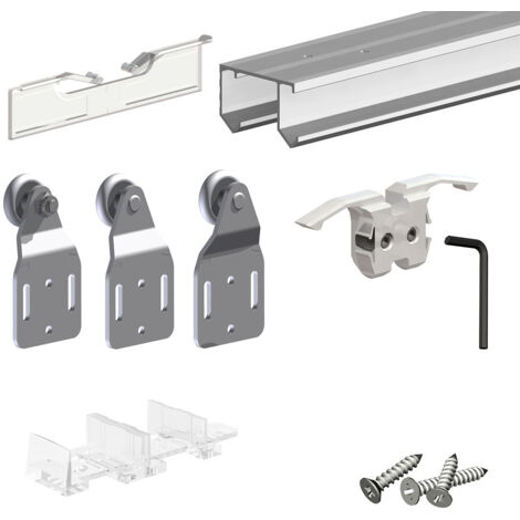 Slid'Up By Mantion – Système coulissant pour 2 ou 3 portes de placard – Rail aluminium 1,94 m – Poids max 45 kg – Épaisseur porte 16 à 40 mm