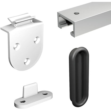Slid'Up By Mantion – Système coulissant pour 2 portes de placard – Rail aluminium 1,5 m pré-percé – Poids max 6 kg – Glissement doux avec patins polyamide