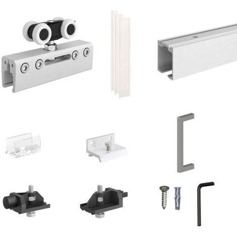 Slid'Up By Mantion – Système coulissant pour porte en verre 1,94 m – Rail aluminium 100 kg – Montures sur roulements à billes – Installation sans perçage