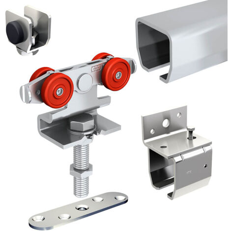 Slid'Up By Mantion – Système coulissant pour porte extérieure 27 mm max – Rail 1,95 m en acier galvanisé – Poids max 60 kg – Montage plafond possible