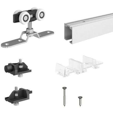 Slid'Up By Mantion – Système coulissant pour porte jusqu'à 1000 mm – Rail 1,94 m – Poids max 120 kg – Montage plafond ou galandage – Roulements à billes silencieux
