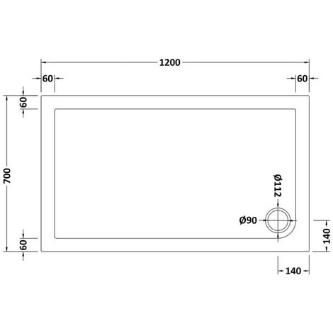 Slim 1200 x 700 Rectangular Stone Resin Shower Tray For Wetroom Enclosure
