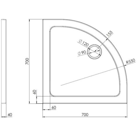 Slim 700 X 700 Quadrant Stone Resin Shower Tray For Wetroom Enclosure