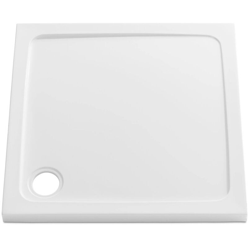 Slim 760 x 760 mm White Square Shower Tray Stone Resin