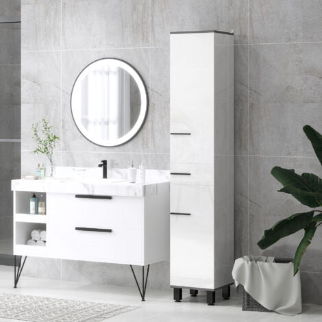 Slim Bathroom Cabinet, Bathroom Tall Cabinet, Bathroom Storage Unit with Adjustable Shelves, Double Doors and Drawer