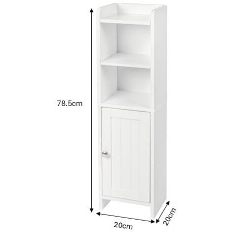 Slim Bathroom Storage Cabinet, Narrow Freestanding Floor Cabinet with Door & Adjustable Shelves, Space-Saving MDF Wooden Organizer for Small Bathrooms