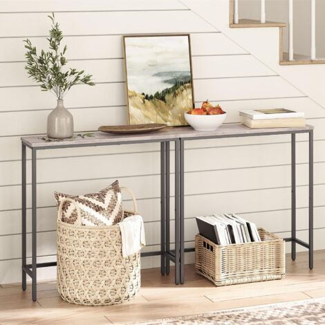 Slim Console Table for Hallway, Metal Frame, Compact Display Sofa Table for Small Spaces, Entryway, Living Room, Sturdy, Greige and Black EBG75XG01,HOOBRO