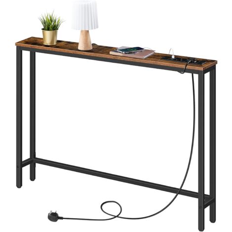 Slim Console Table with Charging Station, Hallway Table with USB Ports and Power Outlets, 100 cm Long, Narrow Sofa/Behind Couch Table for Entryway, Small Spaces, HOOBRO EBF51KXG01