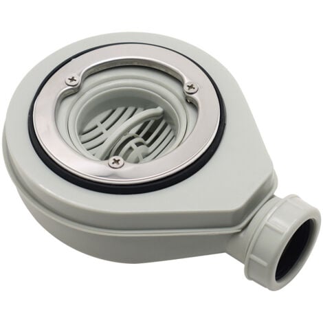 Slim extra-flat shower drain for ø90 extra-flat shower trays with ABS membrane and dome, gray