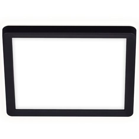 Slim LED Deckenleuchte Eckig, 19x19 cm flach, 12W, 1400 lm, Neutralweiß, Backlight, Schwarz