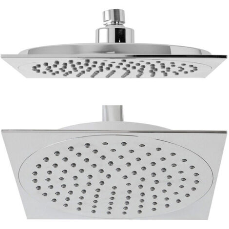 Slim Square Shower Head 20 x 20 cm Plus in Chrome-Plated ABS Mixer Tap