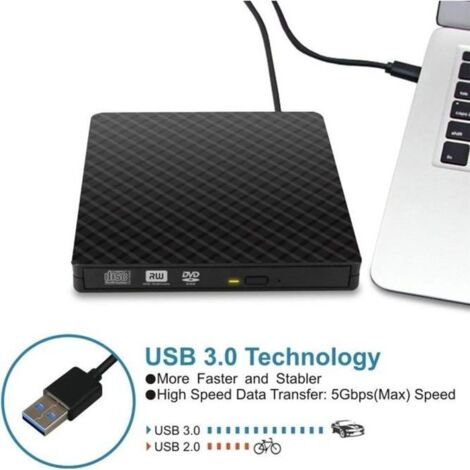 Slim USB 3.0 externe DVD RW Graveur de CD Lecteur Graveur Lecteur Lecteur pour PC portable @adp711