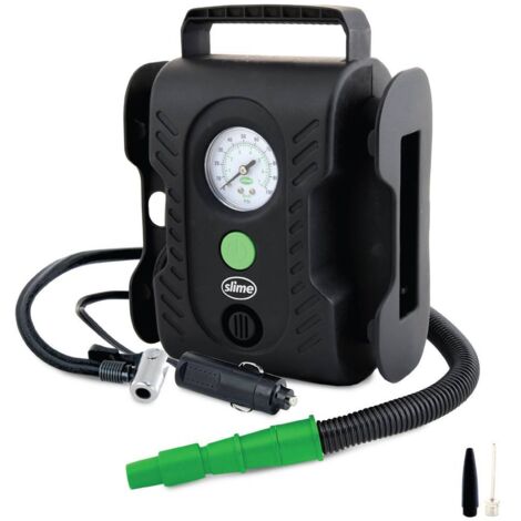 Slime 40066 Compresseur Multi-Purpose Tyre Kompressor 7 bar adaptateur 12V pour un fonctionnement filaire, manomètre analogique, avec lampe de travai A707013