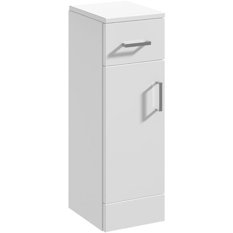 Slimline Floor Standing Bathroom Cupboard - 250mm - Gloss White