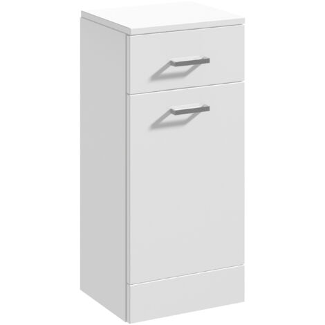 Slimline Floor Standing Laundry Basket - 350mm - Gloss White