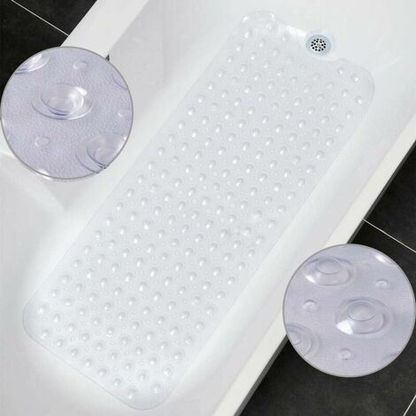 Slip Bath Mat 30% Extra Long Bath Mat Bathtub Mat Shower Mat with 200 Suction Cups,40.5 x 101cm/16 x 40 in (Transparent Green)