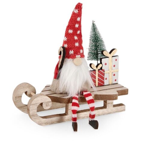 Slitta Babbo Natale "Even" con slitta in legno MDF per villaggi natalizi