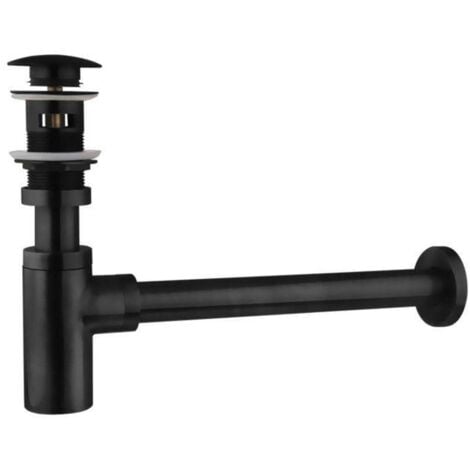 Slotted Click-Clack Sink Drain + Black Powder Coated Waste Bottle Basin Trap