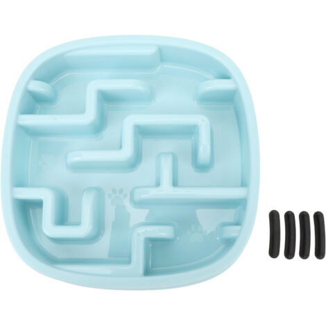 Slow Feeder Dog Bowl PP Square Slow Down Eating Preventing Choking Healthy Dog Food Feeding Dish for All Breeds Pets,blue