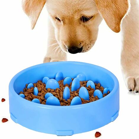 Slow Feeding Bowl for Dogs, Slow Feeding Non-Slip Design Fun Interactive Feeding Bowl Cats and Dogs, Promotes Healthy Eating and Slow Digestion(Blue)